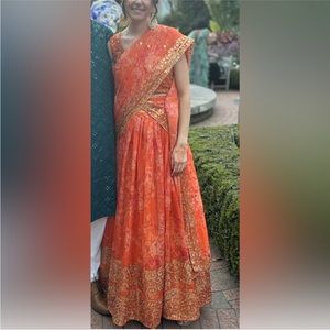 Orange floral lehenga - Indian wedding